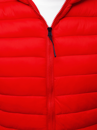Kamizelka męska pikowana z kapturem czerwona OZONEE JS/HDL88002Z