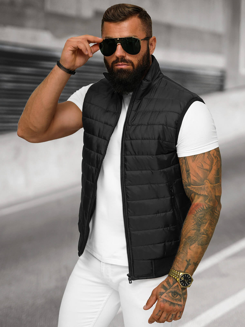 Kamizelka męska pikowana czarna OZONEE JS/MY77Z