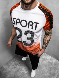 Футболка чоловіча Бiло-Помаранчева OZONEE JS/KS2068Z