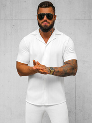 Koszula męska z krótkim rękawem biała OZONEE O/Y971T