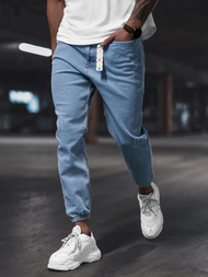 Spodnie jeansowe joggery męskie niebieskie OZONEE DO/6115/2