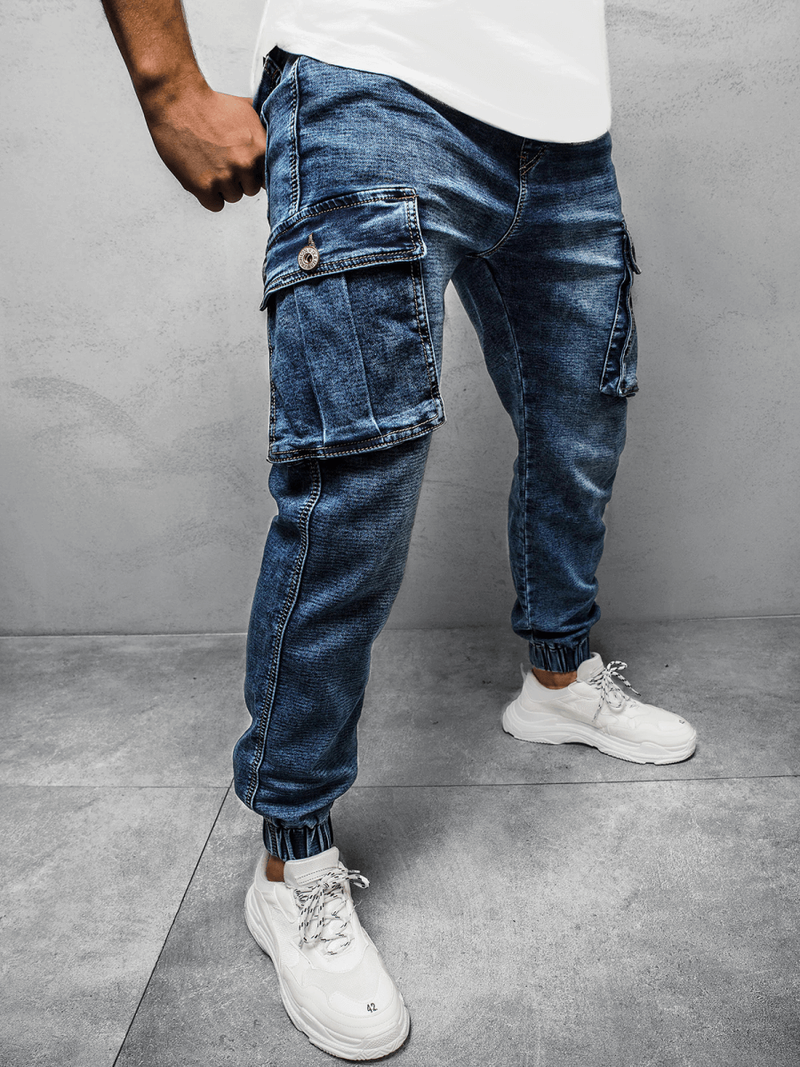 Spodnie męskie jogger niebieskie OZONEE JS/K10005/1