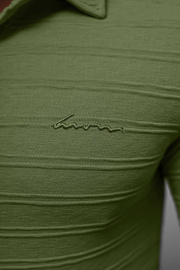 Bluza męska z kołnierzykiem khaki OZONEE O/TB2271