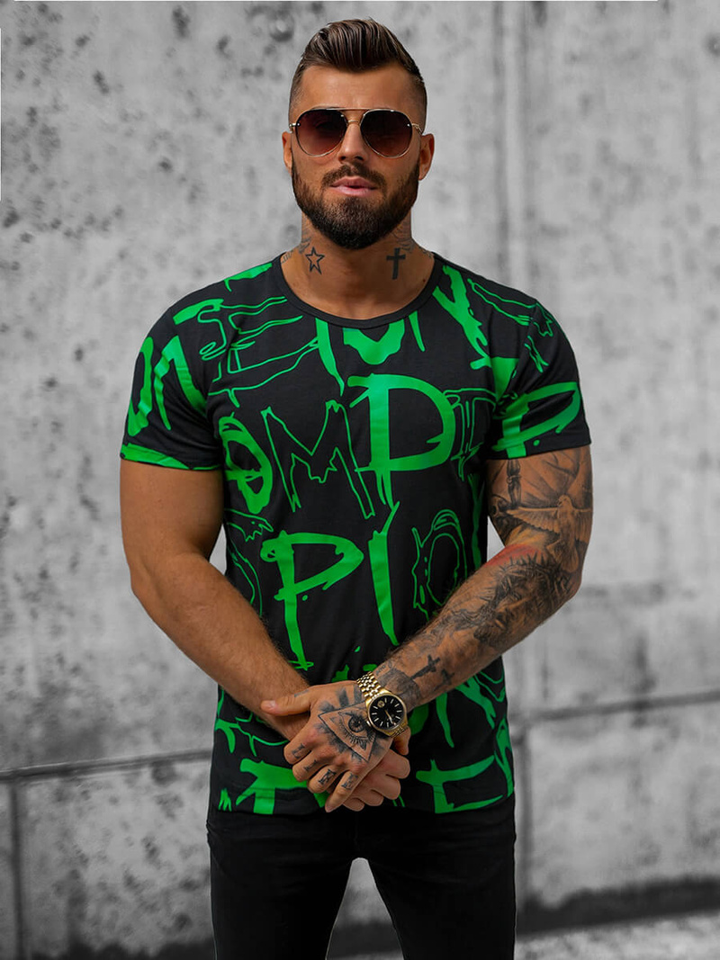 T-shirt męski czarny OZONEE JS/KS1972Z