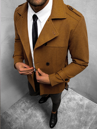 Płaszcz męski z pagonami camelowy OZONEE O/5627