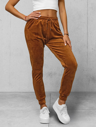 Spodnie dresowe damskie welurowe brązowe OZONEE JS/8K1532/33