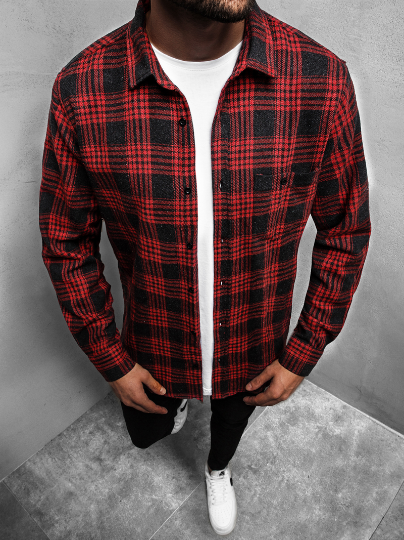 Koszula męska czerwona OZONEE MACH/G500