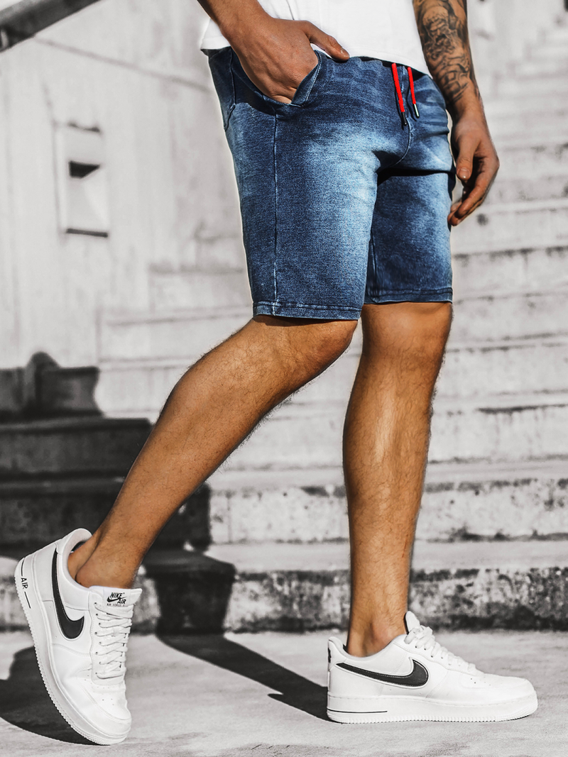 Шорти джинові чоловічі синьо-червоний OZONEE JS/KK1071