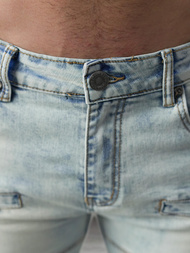 Spodnie jeansowe męskie slim fit jasno-niebieskie OZONEE O/EM8889