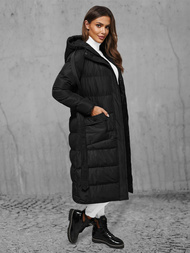 Płaszcz zimowy damski pikowany czarny OZONEE JS/5M3178/392