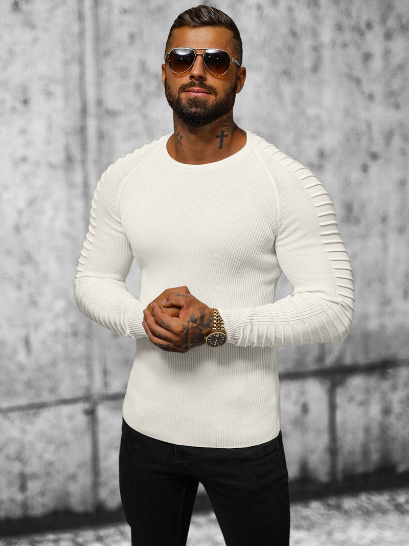 Sweter męski ecru OZONEE L/2642Z