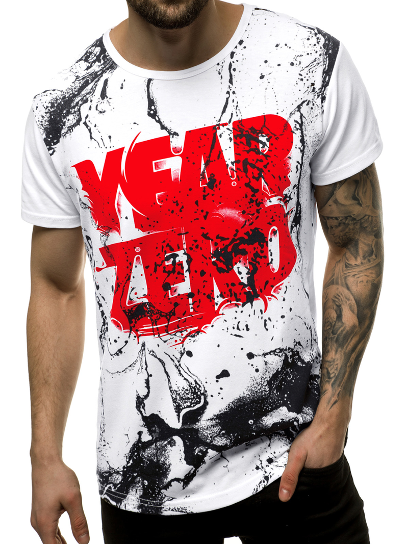 T-Shirt męski biały OZONEE JS/KS1984