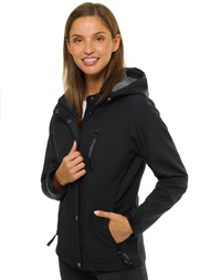 Kurtka softshell damska z kapturem czarna OZONEE JS/HD181/1