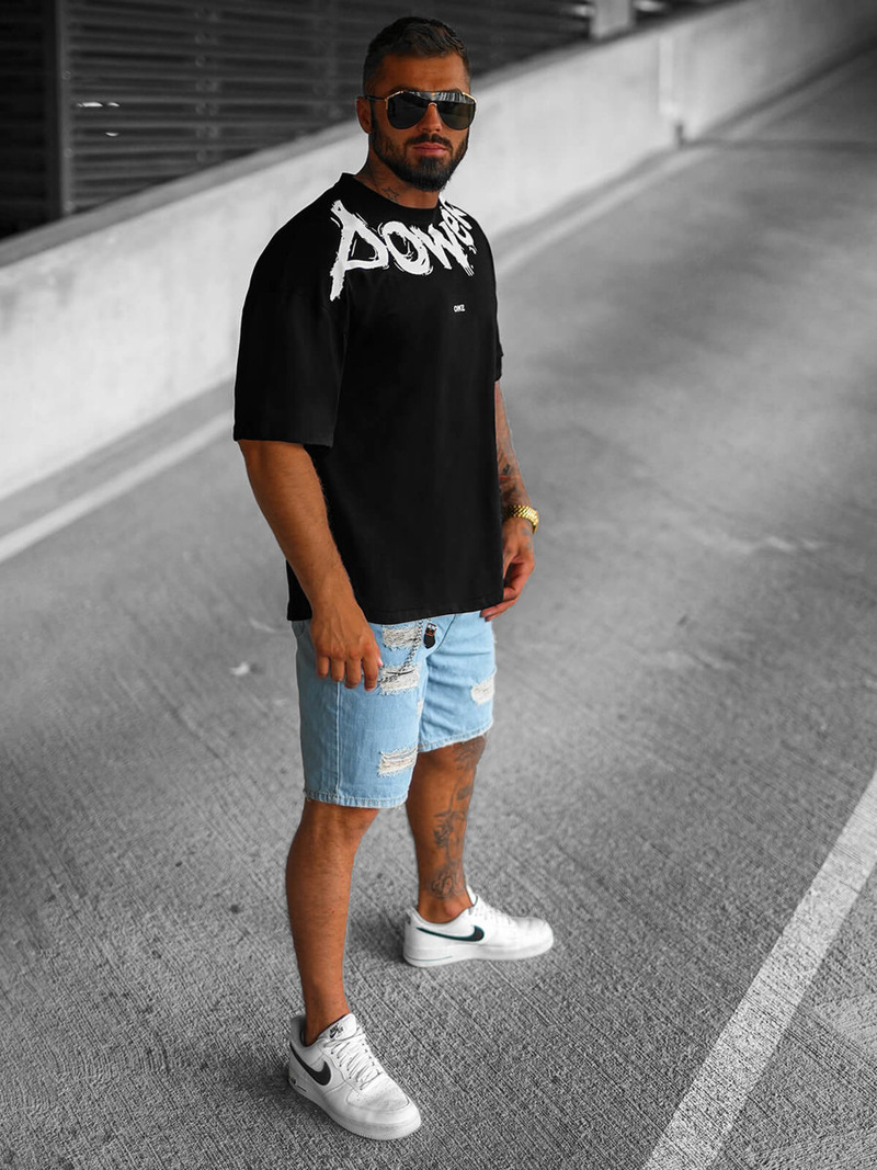 T-shirt męski oversize czarny OZONEE O/3431