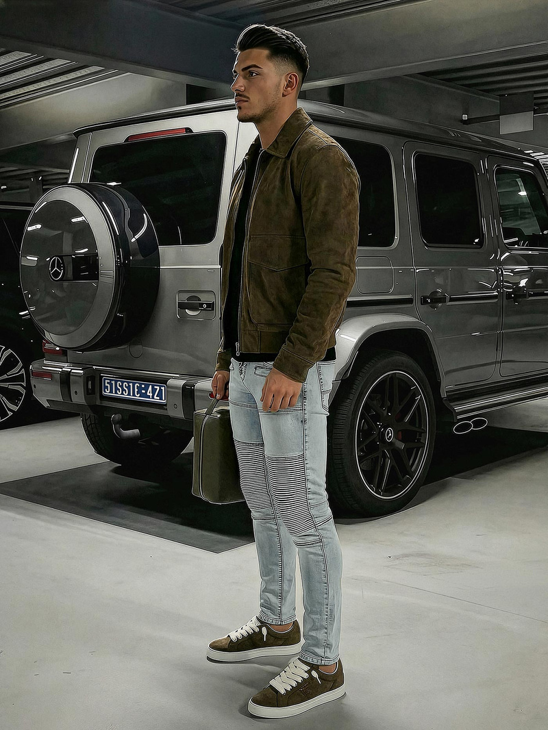 Spodnie jeansowe męskie slim fit jasno-niebieskie OZONEE O/EM8889Z