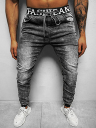 Spodnie jeansowe joggery męskie grafitowe OZONEE DR/TF116