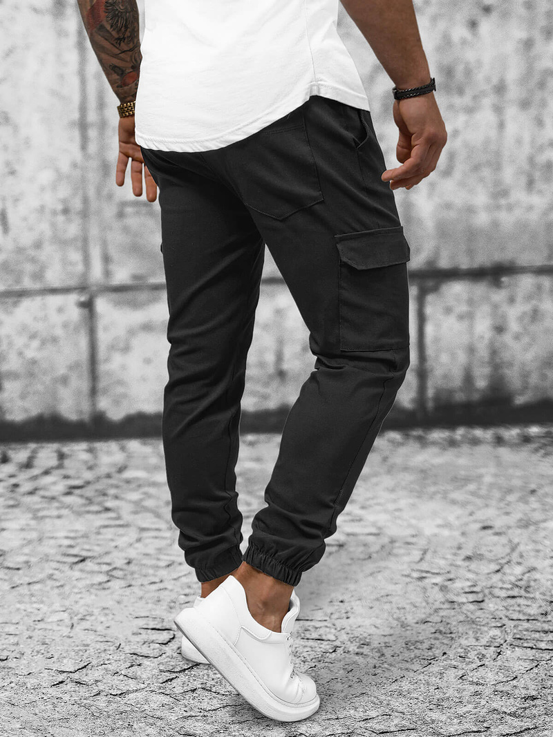 Spodnie męskie chino joggery czarne OZONEE O/P4051