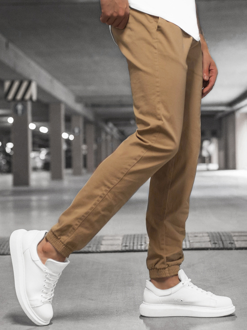 Spodnie męskie chino joggery camelowe OZONEE JB/JP1145/10