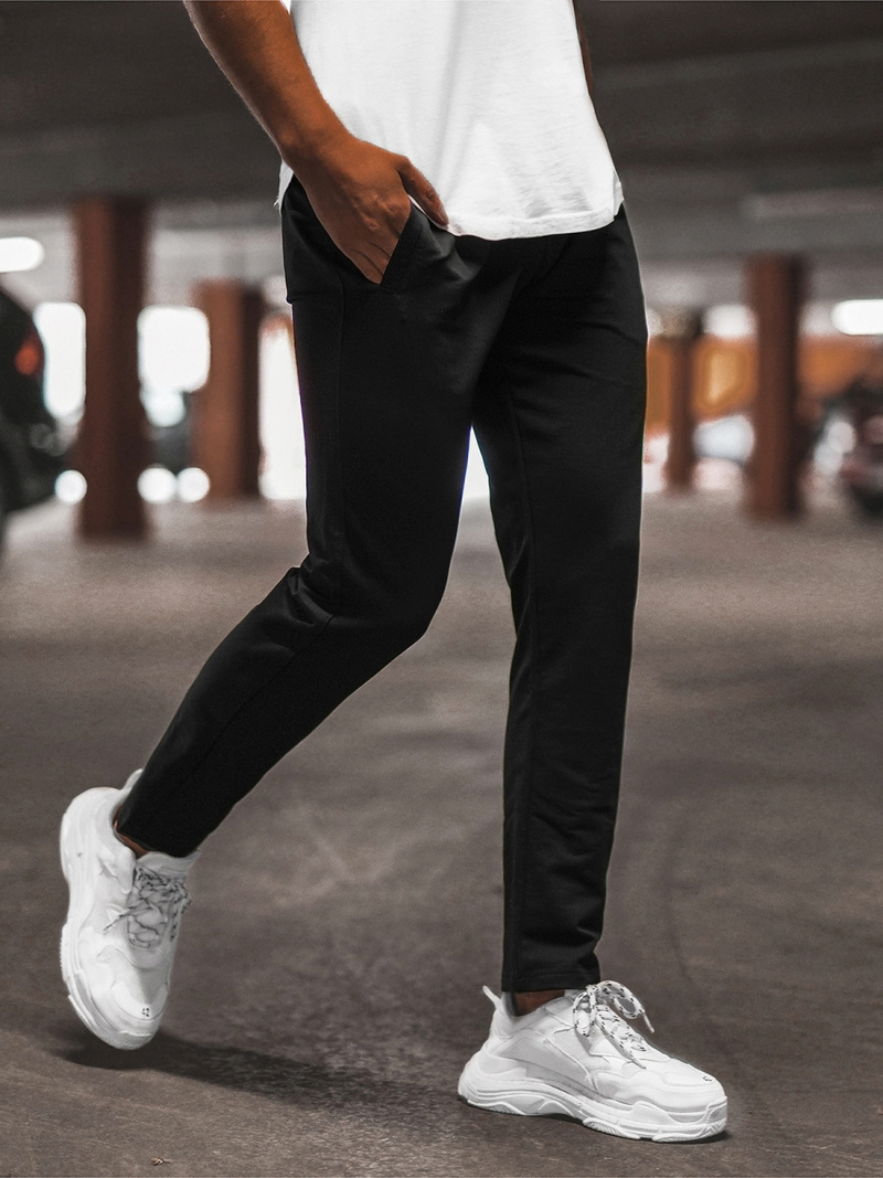 Spodnie dresowe męskie czarne b/18203022z