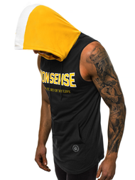 T-Shirt z kapturem męski czarny OZONEE MAD/2882Z