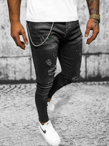 Spodnie jeansowe męskie czarne OZONEE O/MB460