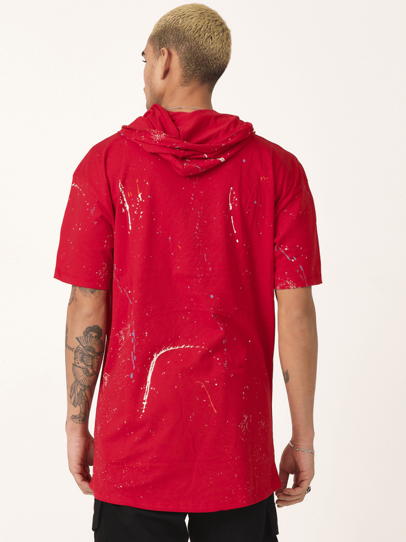 T-Shirt z kapturem męski czerwony OZONEE MR/21554