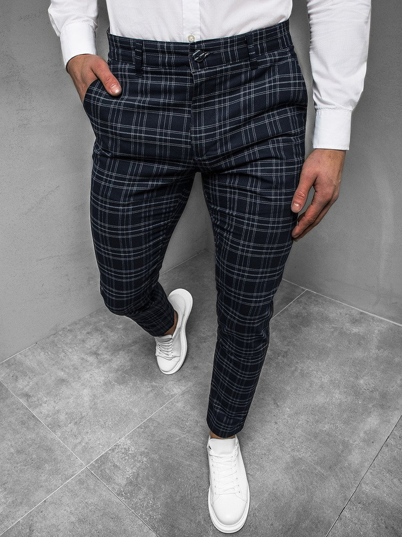 Spodnie męskie chino materiałowe niebieskie OZONEE DJ/5508