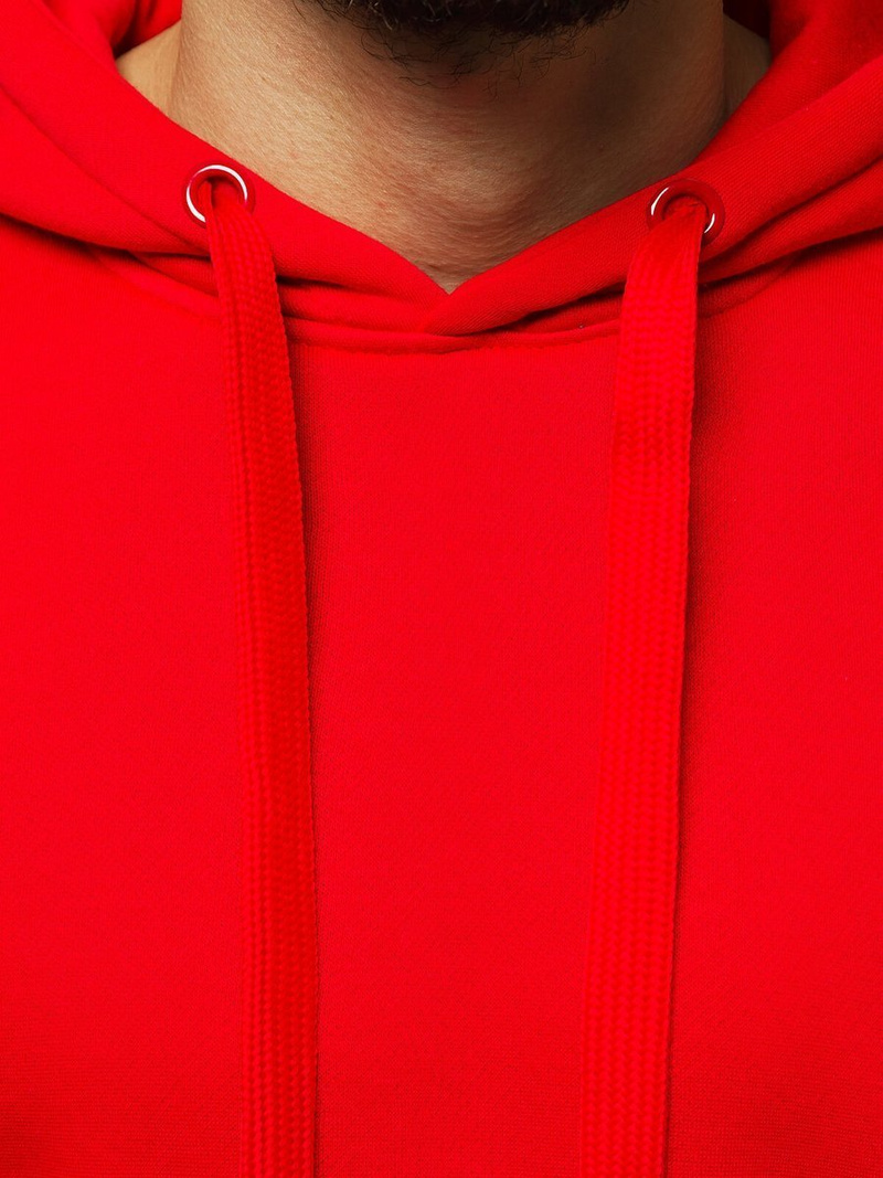 Bluza męska z kapturem kangurka czerwona OZONEE JS/Y10108