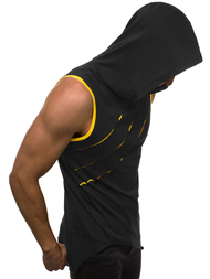 T-Shirt z kapturem męski czarno-żółty OZONEE O/1254Z