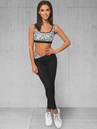 Komplet sportowy dwuczęściowy damski czarno-biały OZONEE O/MS016Z