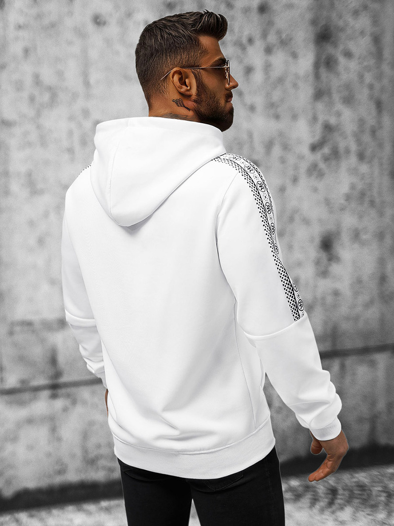 Bluza z kapturem męska biała OZONEE JS/8B1100/1