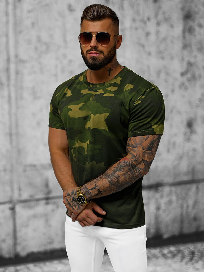 T-shirt męski zielony OZONEE JS/8T86/29Z