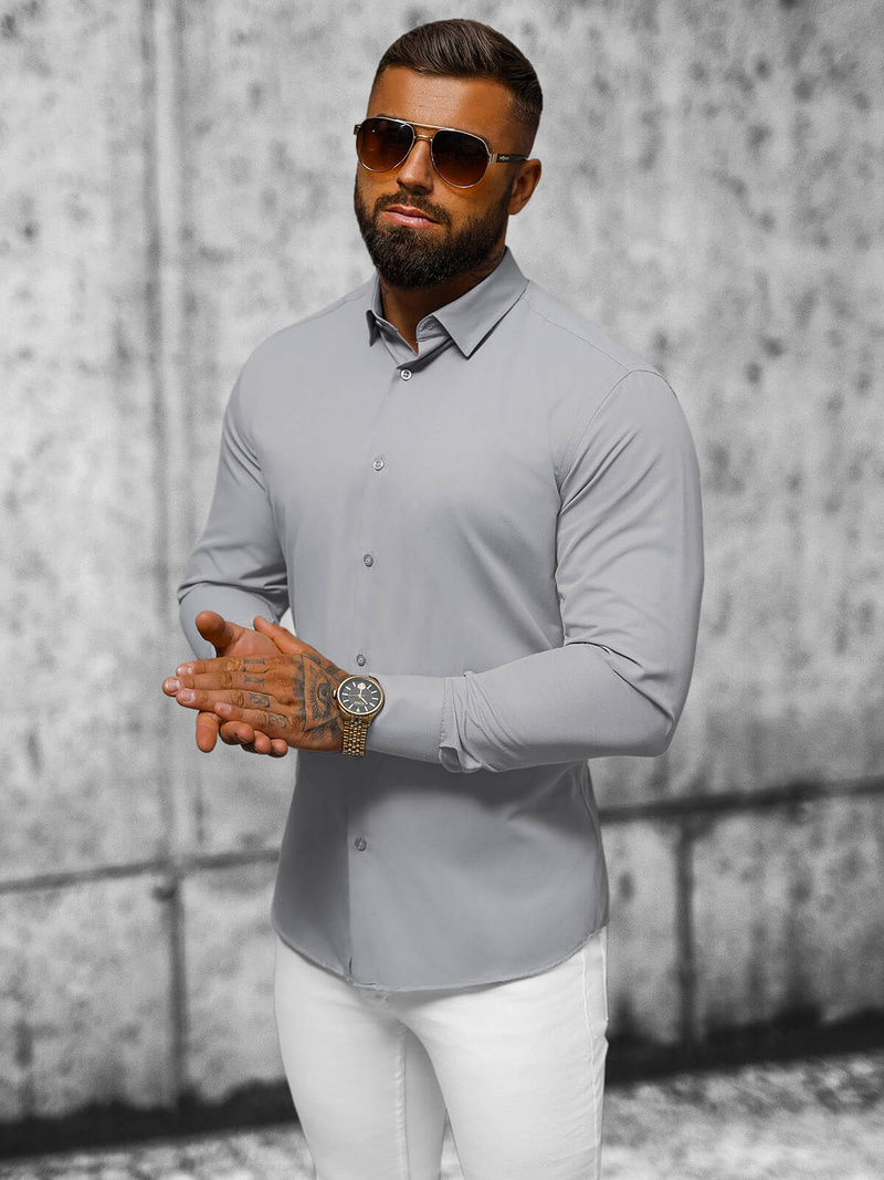 Класична сорочка чоловіча сірий OZONEE O/V61