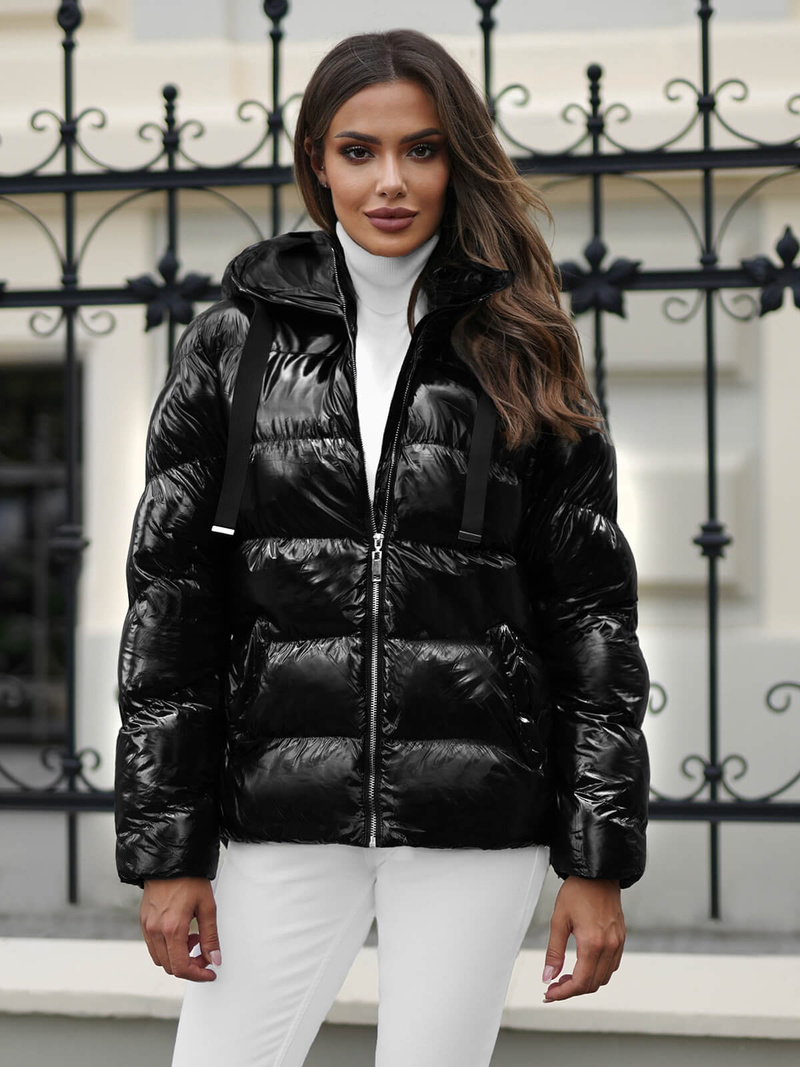 Kurtka zimowa damska pikowana czarna OZONEE JS/5M3172/392Z