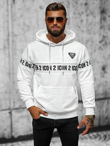 Bluza z kapturem męska biała OZONEE JS/3B573
