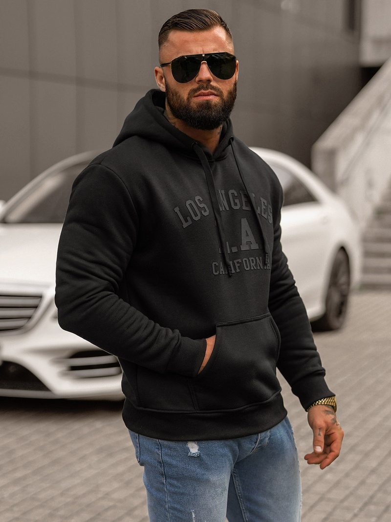 Bluza z kapturem męska czarna OZONEE JS/8B1356/3