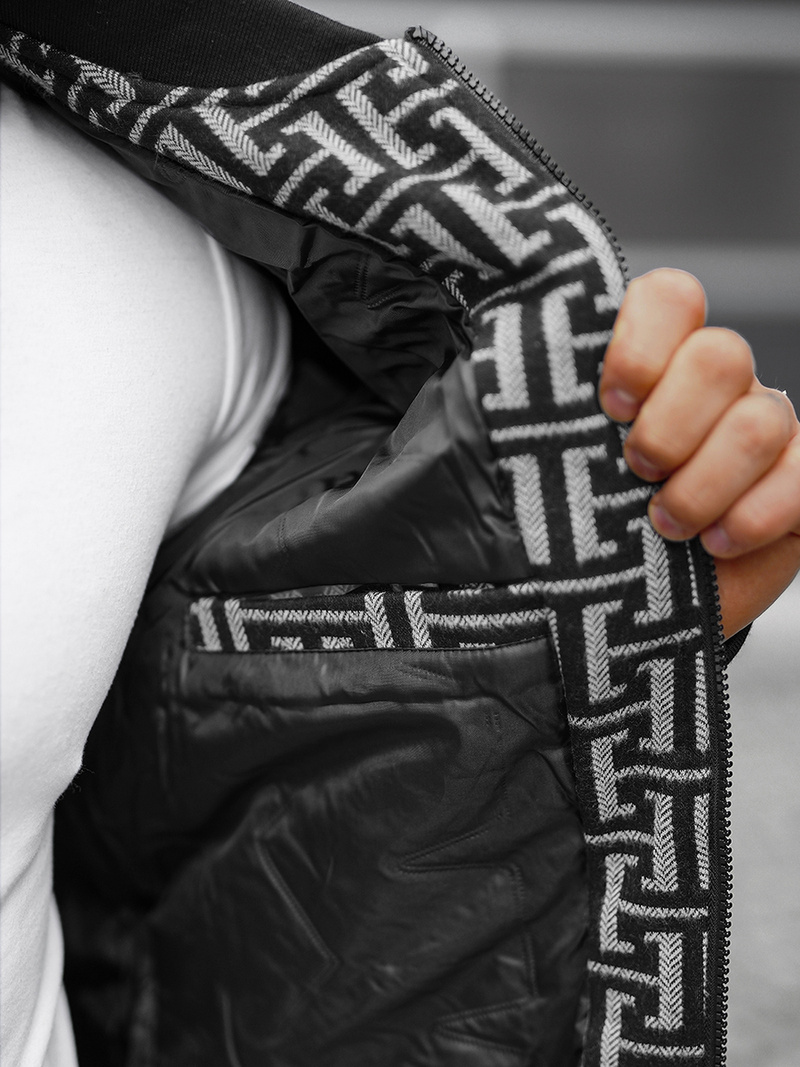 Kurtka męska bomberka czarno-szara OZONEE O/3A55