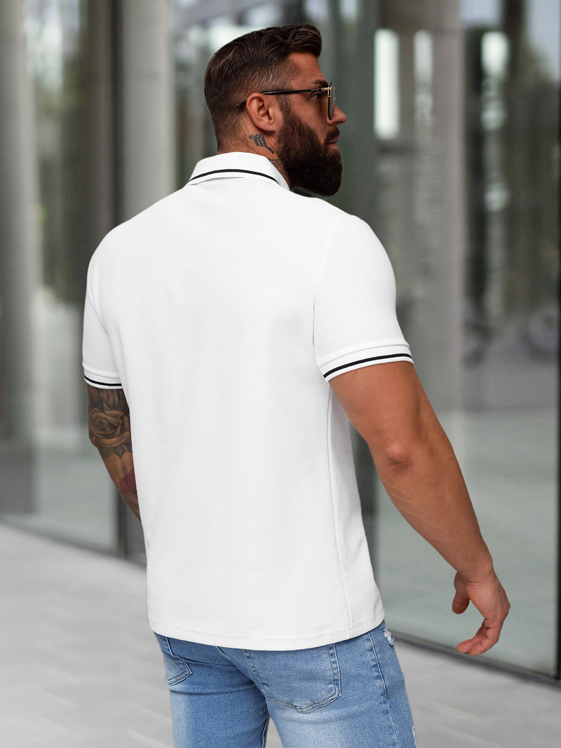 Koszulka męska polo biała OZONEE NB/MT3144