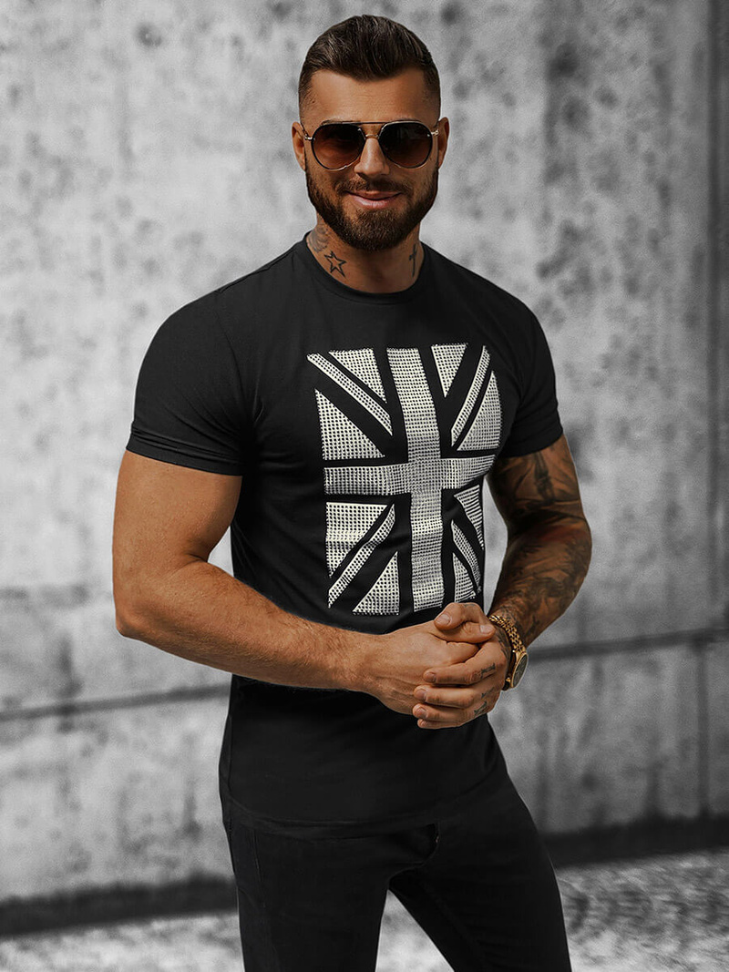 T-shirt męski czarny OZONEE NB/3006Z