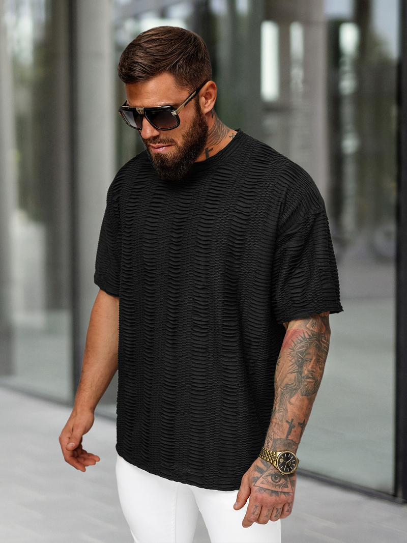T-shirt męski oversize czarny OZONEE O/B1149