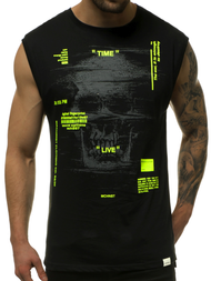 T-Shirt bez rękawów męski czarno-żółty OZONEE MACH/M1212