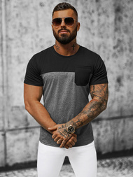 T-shirt męski czarno-grafitowy OZONEE JS/8T91/5Z
