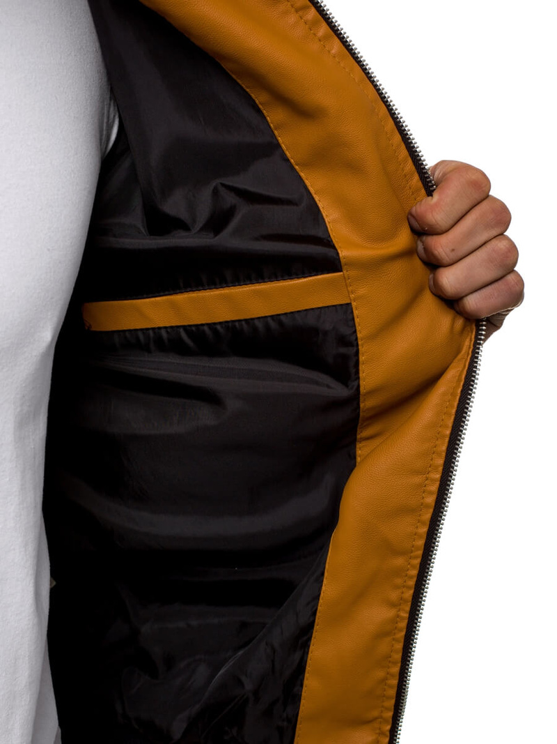 Kurtka skórzana męska jasny-camel OZONEE JB/JP1147/5Z