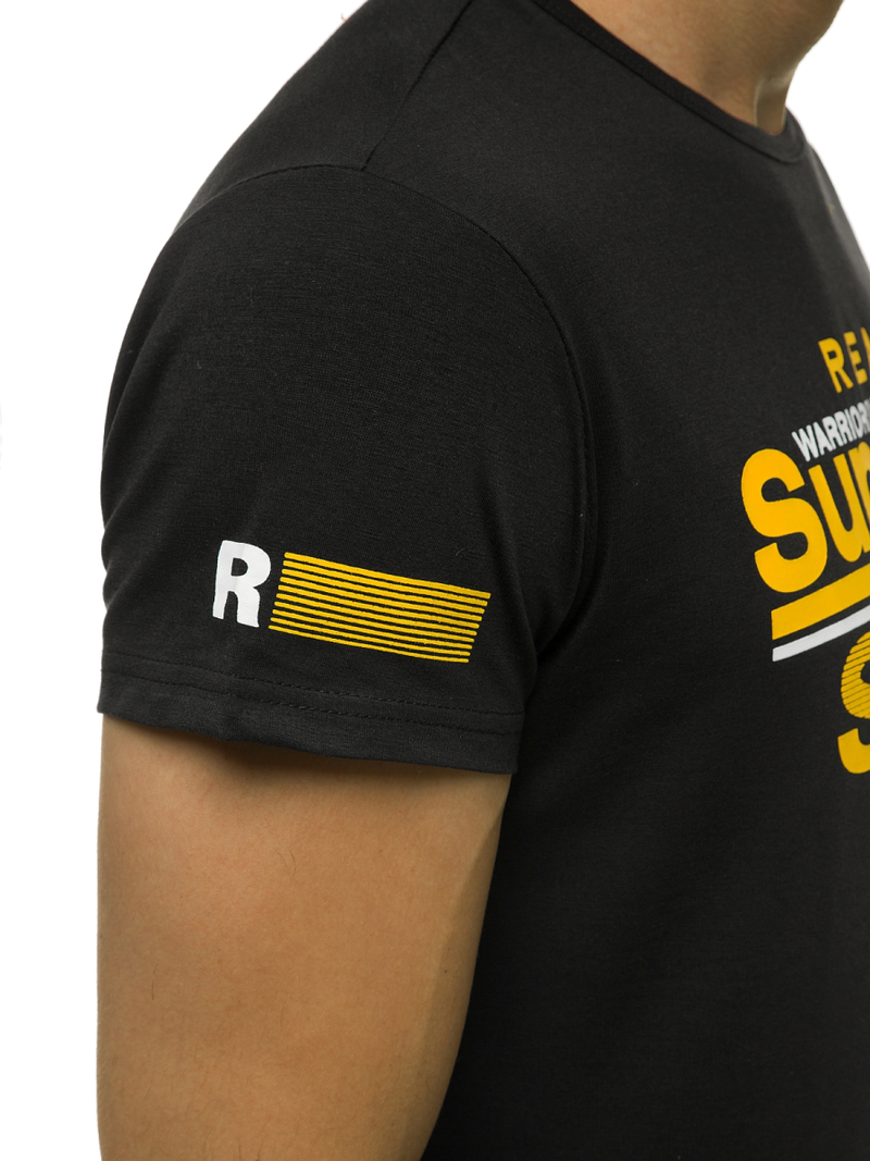 T-Shirt męski z nadrukiem czarny OZONEE JS/SS10903Z