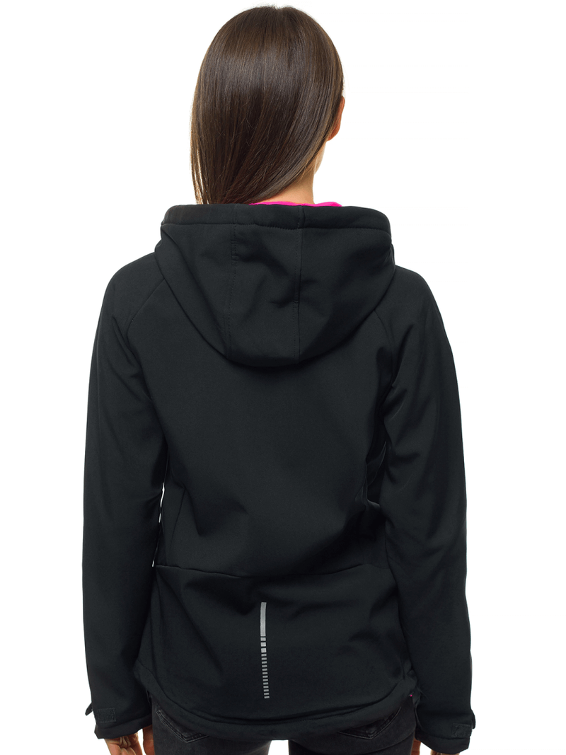 Kurtka softshell damska z kapturem czarna OZONEE JS/KSW6005