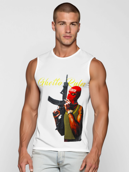 Koszulka bez rękawów męska biała OZONEE O/T107/1Z