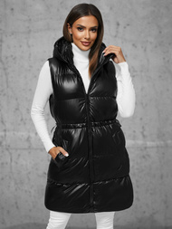 Kamizelka damska długa pikowana czarna OZONEE JS/5M3186/392