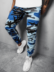 Spodnie męskie chino joggery niebiesko-czarne OZONEE C/109