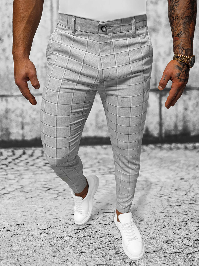 Spodnie męskie chino materiałowe szare OZONEE O/3000