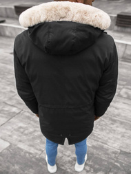 Kurtka zimowa męska parka z futerkiem czarna OZONEE JS/22M117/1